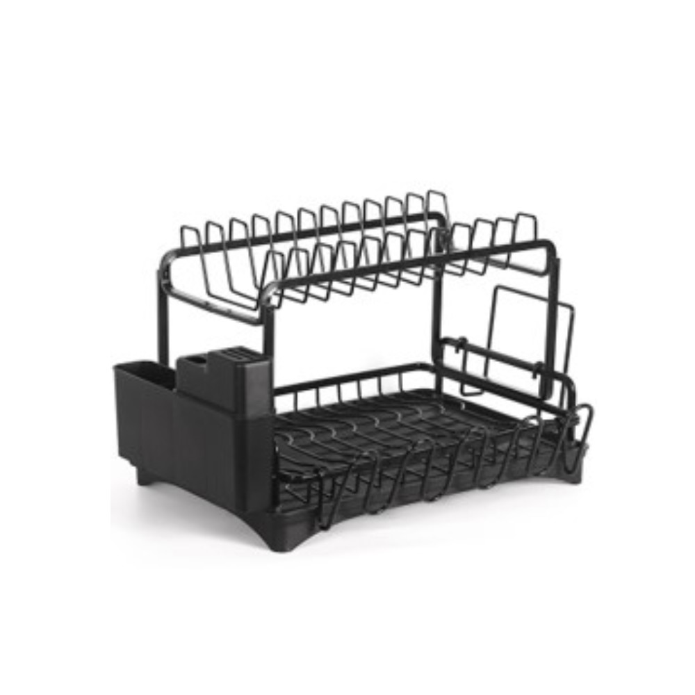 Escurridor para trastes de aluminio Brang® de 2 niveles, color negro