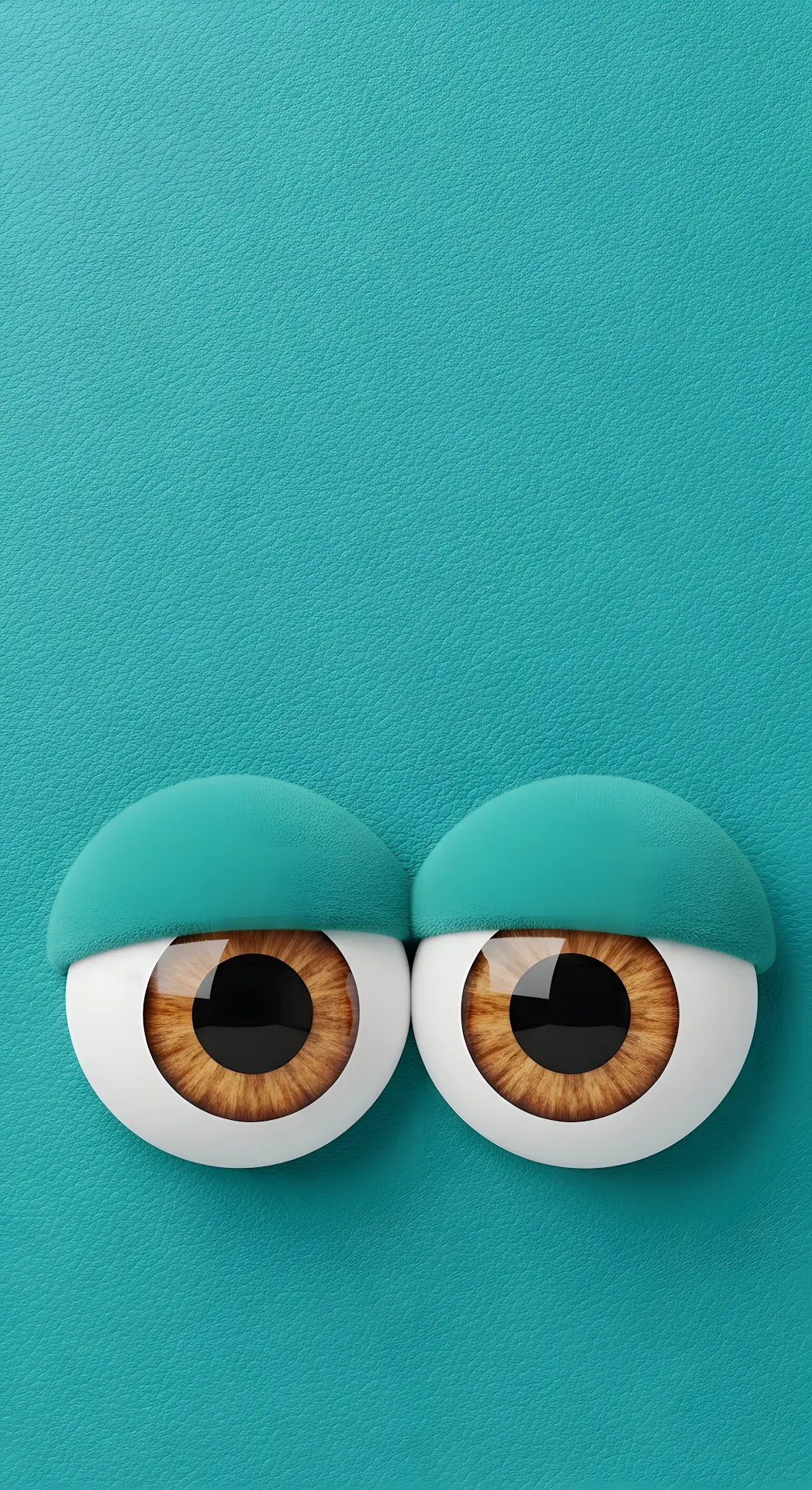Minimalist 3D Cartoon Eyes Teal Background Digital Render - Free 4K mobile Wallpaper