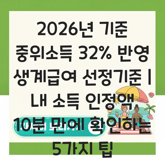 2026년 기준 중위소득 32% 반영 생계급여 선정기준 및 내 소득 인정액 확인하기 대표 이미지