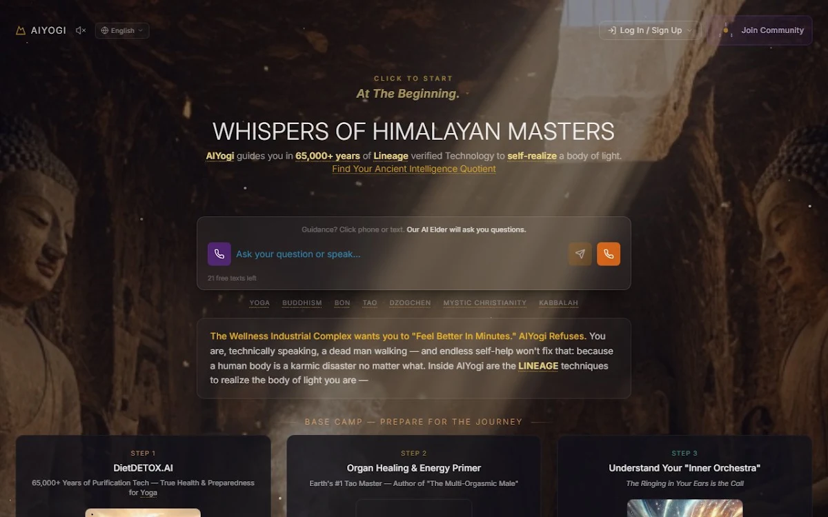 Captura de AiYogi.ai
