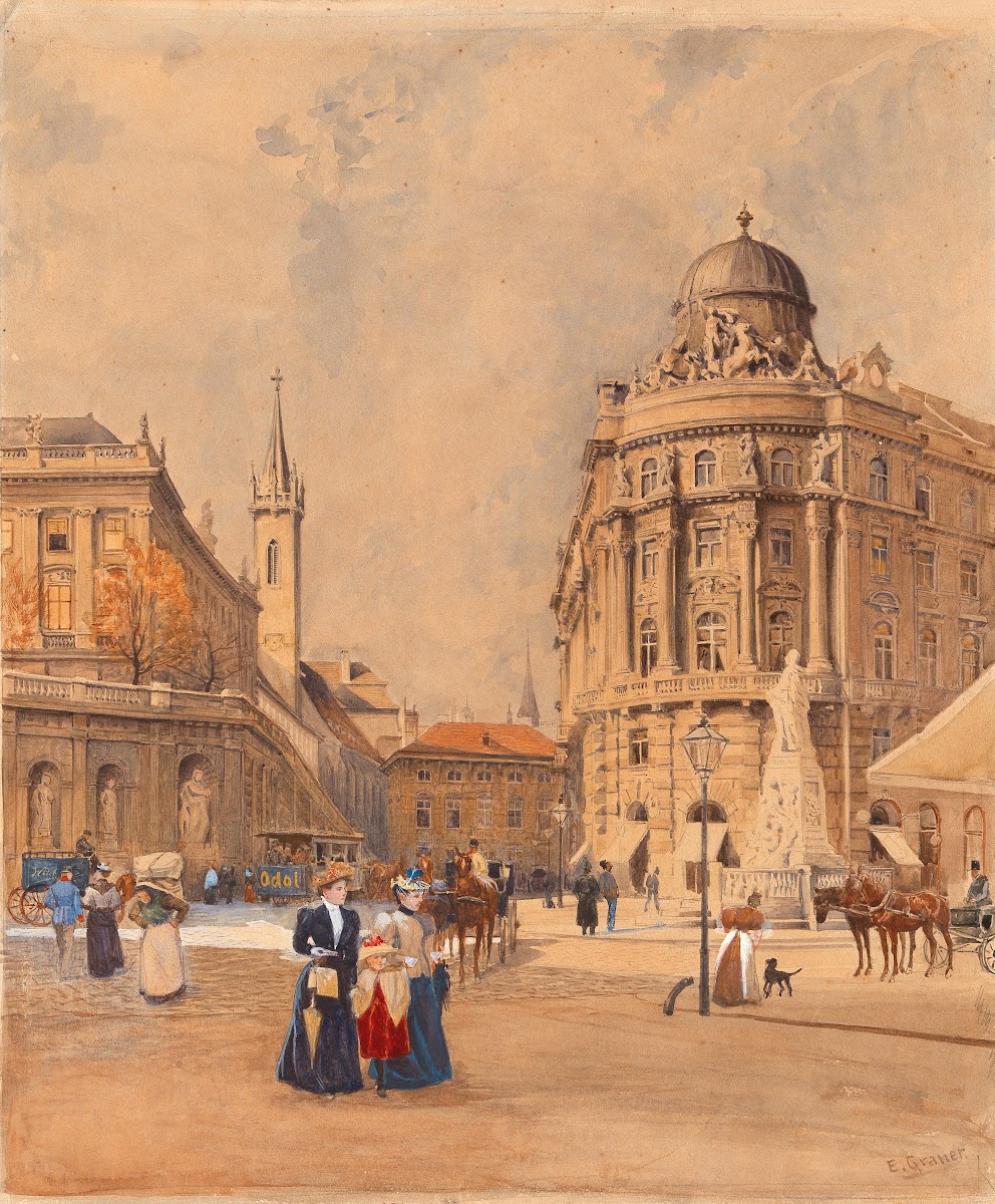 Old Albrechtsplatz today Albertinaplatz in Vienna with the Philipphof and the Mo