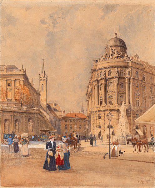 Old Albrechtsplatz today Albertinaplatz in Vienna with the Philipphof and the Mo