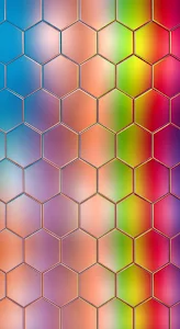 Vibrant Rainbow Hexagon Grid Pattern: Colorful Geometric Tile