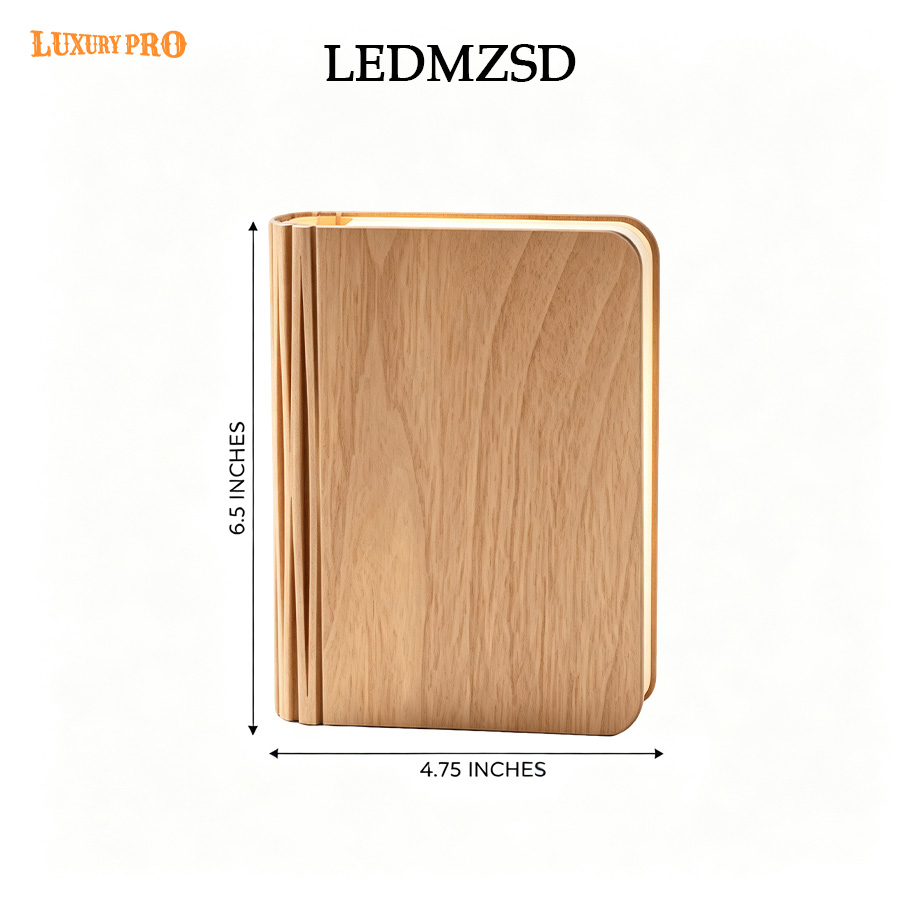 LED wooden book lamp