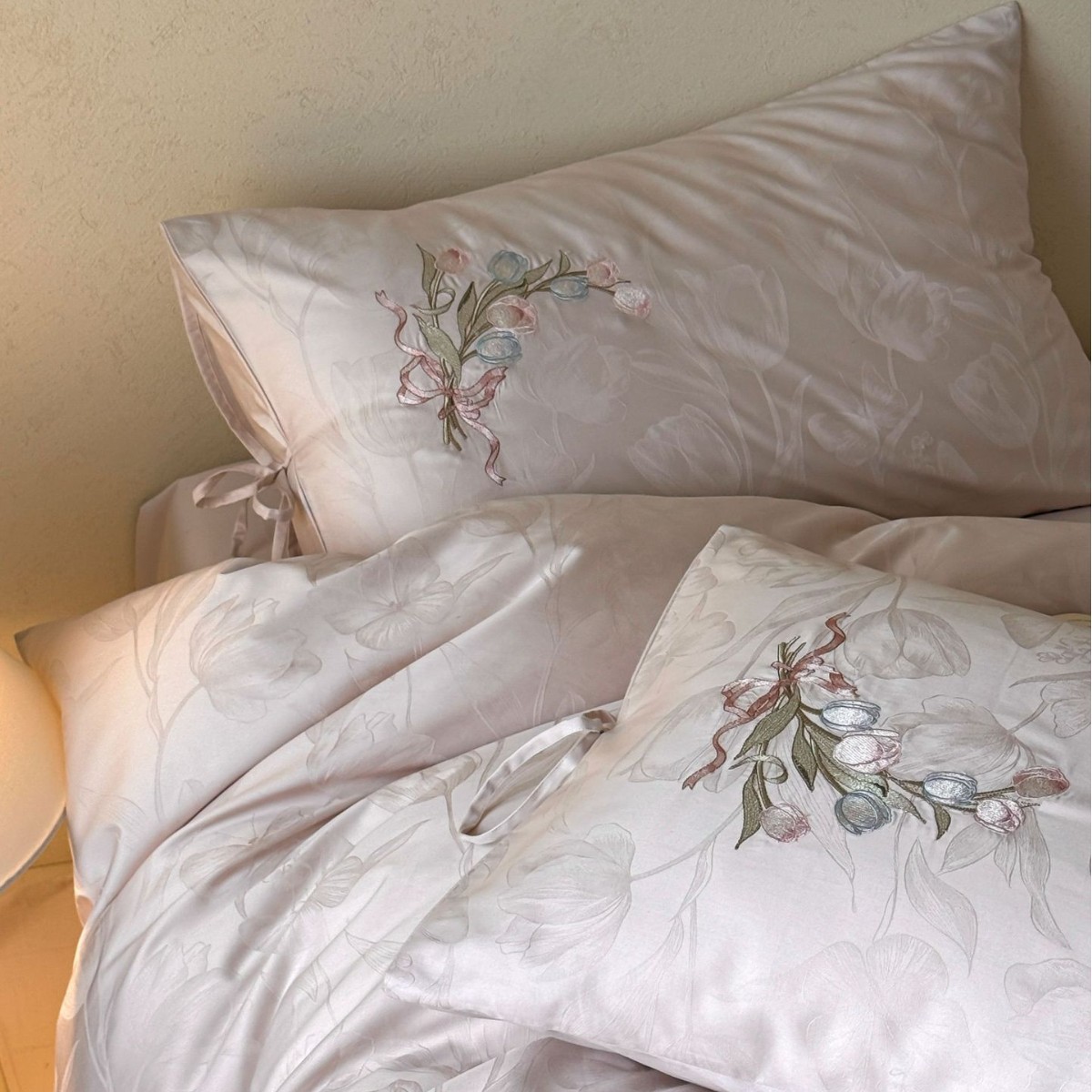 Langstapel-Baumwoll-Bettwäsche, 4-teilig, Blumenmuster