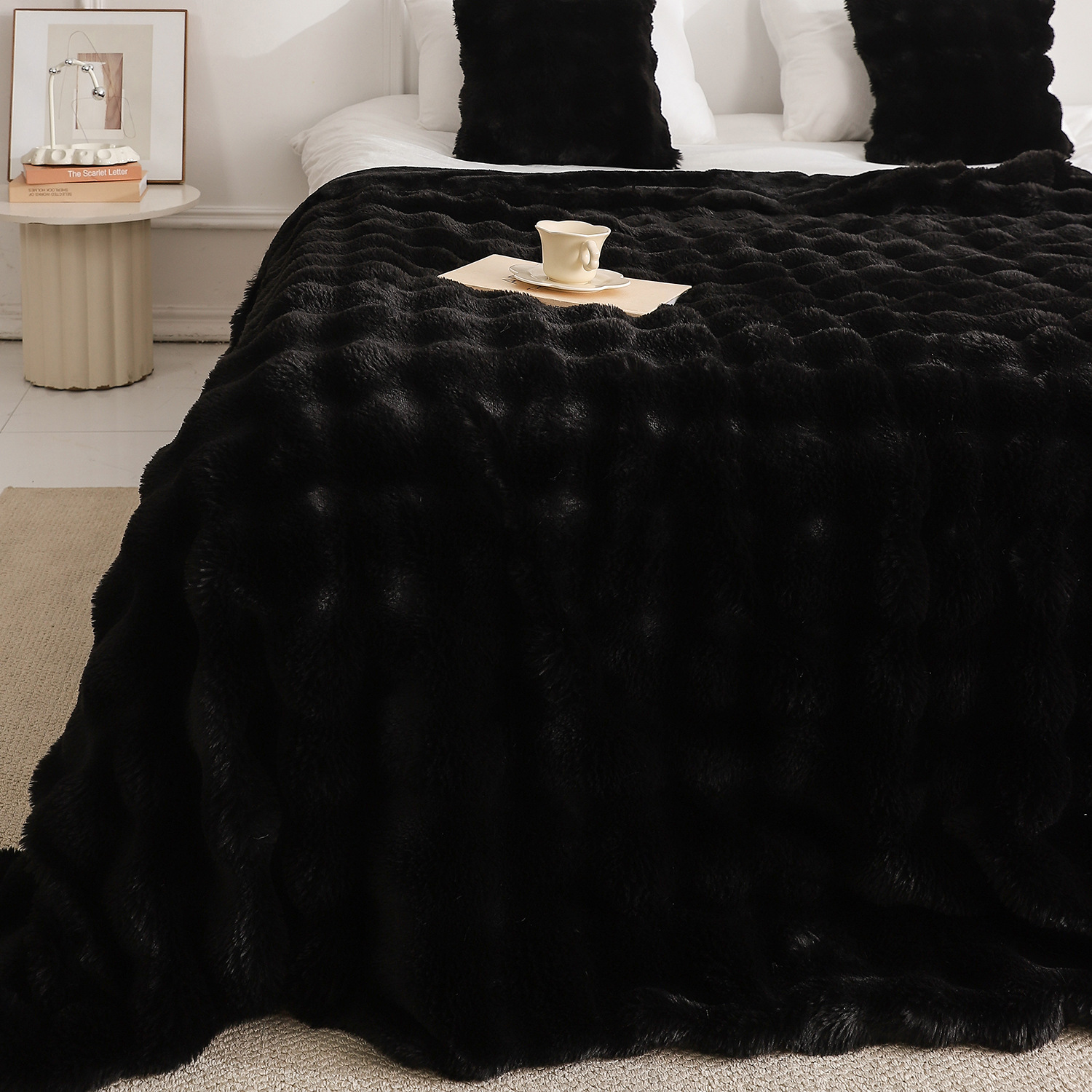 Double-layer Rabbit Fleece Wool Blanket, Polyester