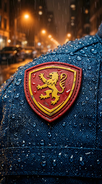 Macro Detail of a Superhero Chest Emblem in the Rain - Free mobile Wallpaper