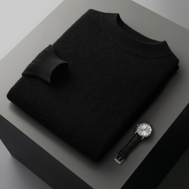 Men's Cashmere Sweater, Stand-up Collar, Pure Wool