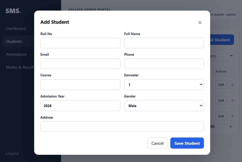 Student Management System — screenshot 3