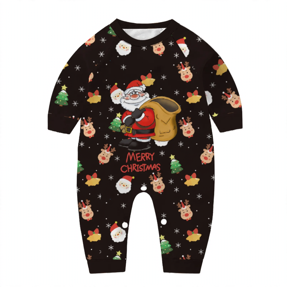 Weihnachts-Familien-Schlafanzug-Set, Langarm, Rundhalsausschnitt