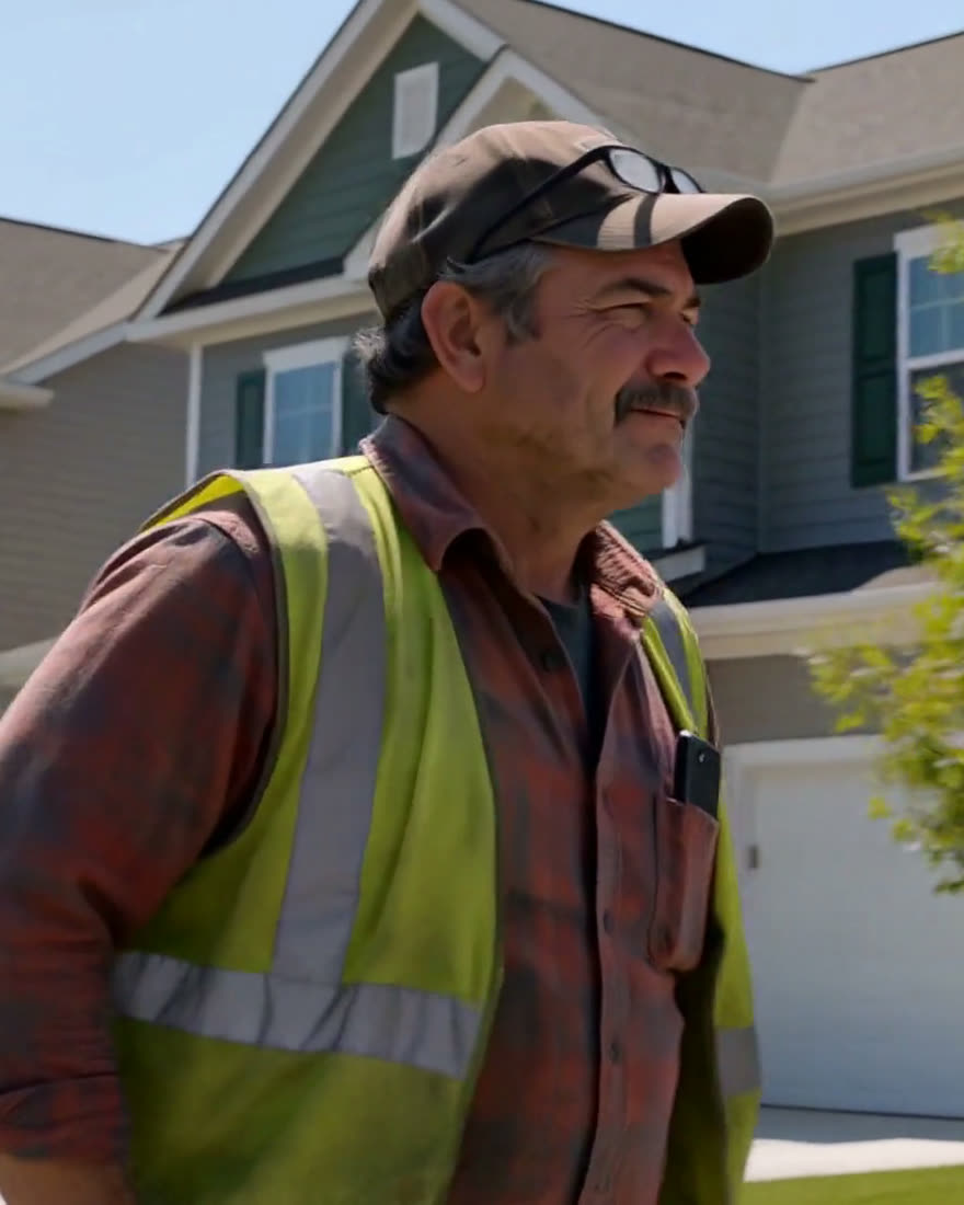 Gary Nunez, work state — high-vis vest over flannel