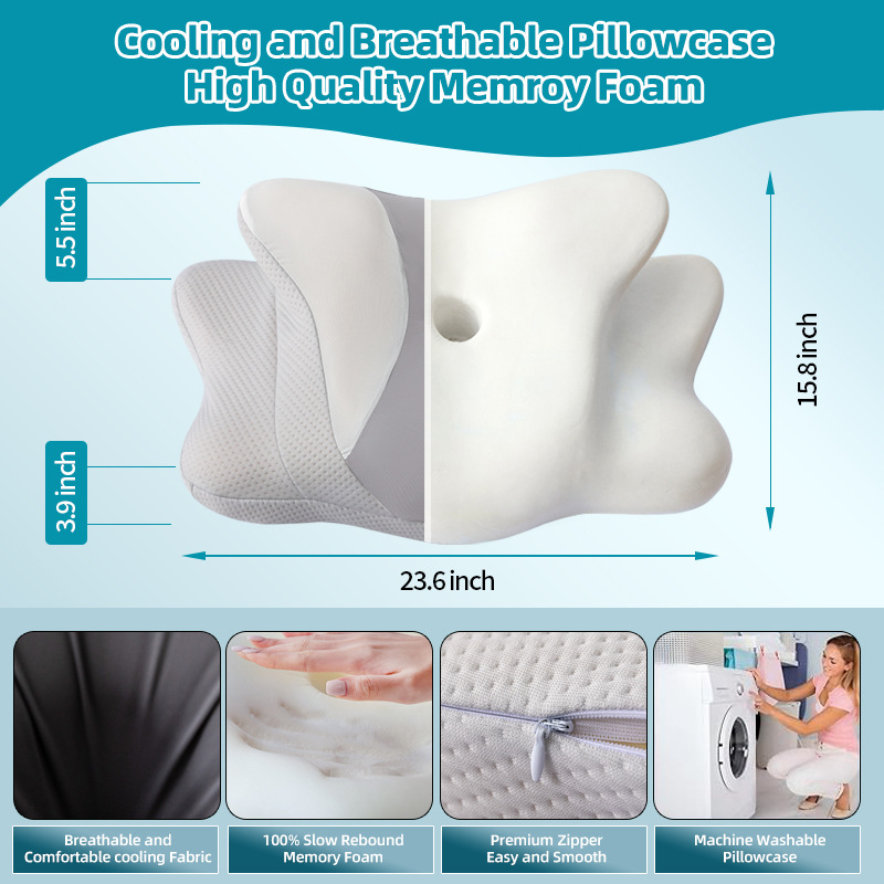 Memory Foam Neck Support Pillow, Butterfly Shape