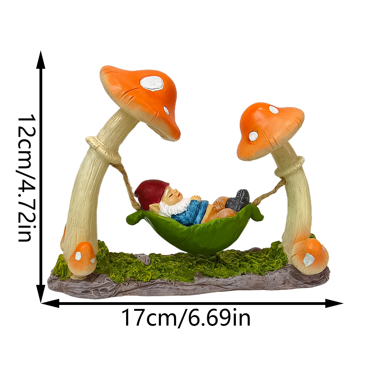 Garden Decoration Gnome in Hammock made of Resin