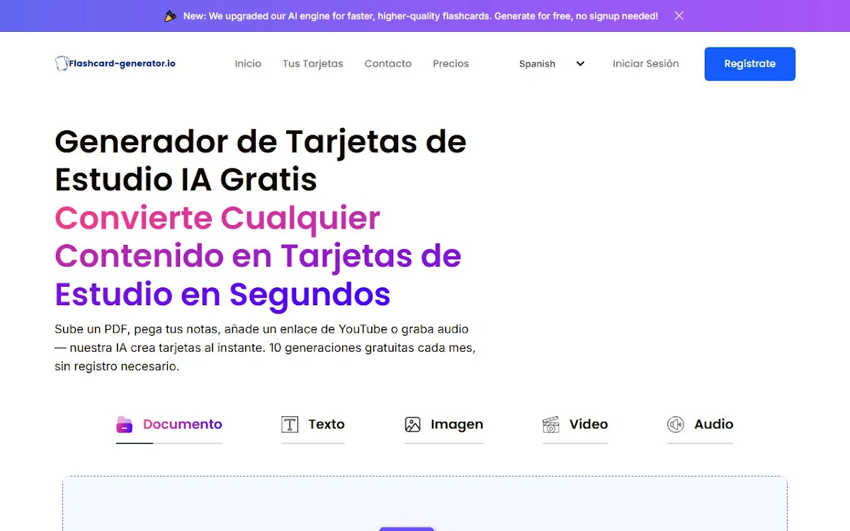Captura de Flashcard generator