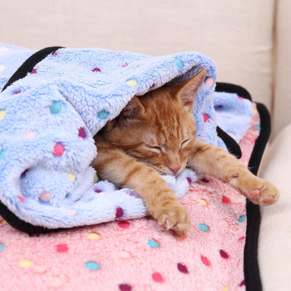 Fleece pet mat with paw and bone pattern