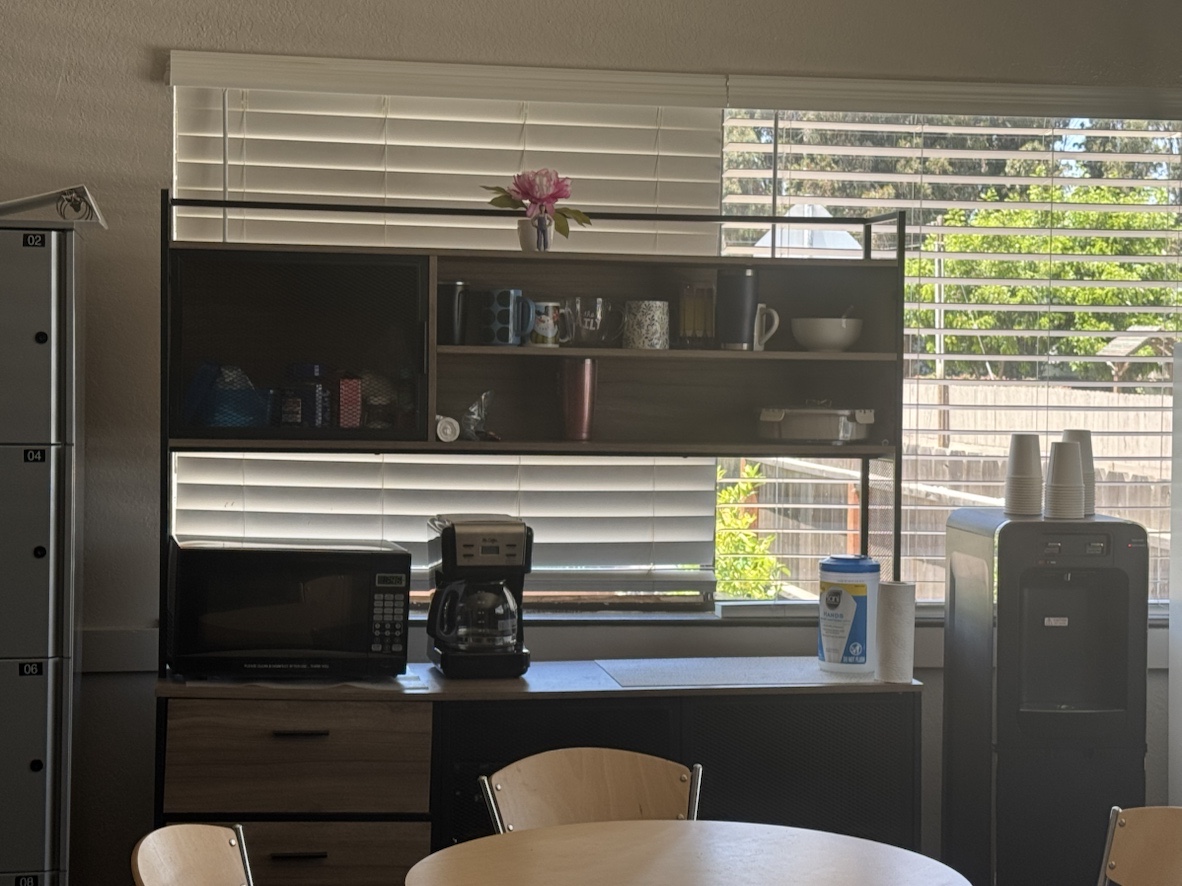 Assembled hutch with coffee station — after