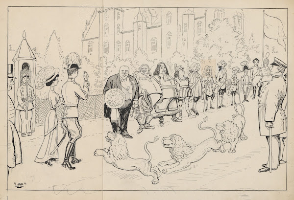 The Count and Countess of Rosenborg are welcomed by the castles residents 1914
