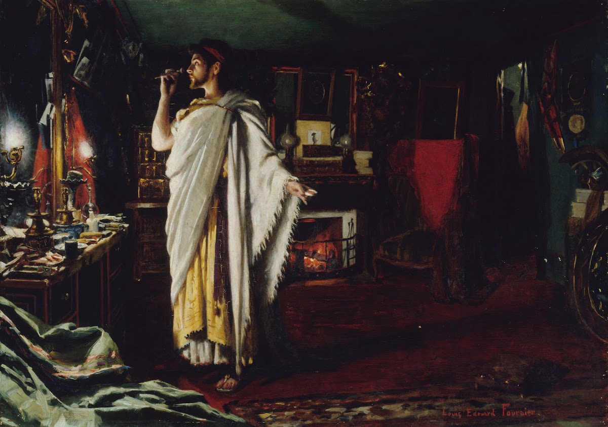 Mounet Sully se maquillant dans sa loge avant une représentation dŒdipe roi 1893