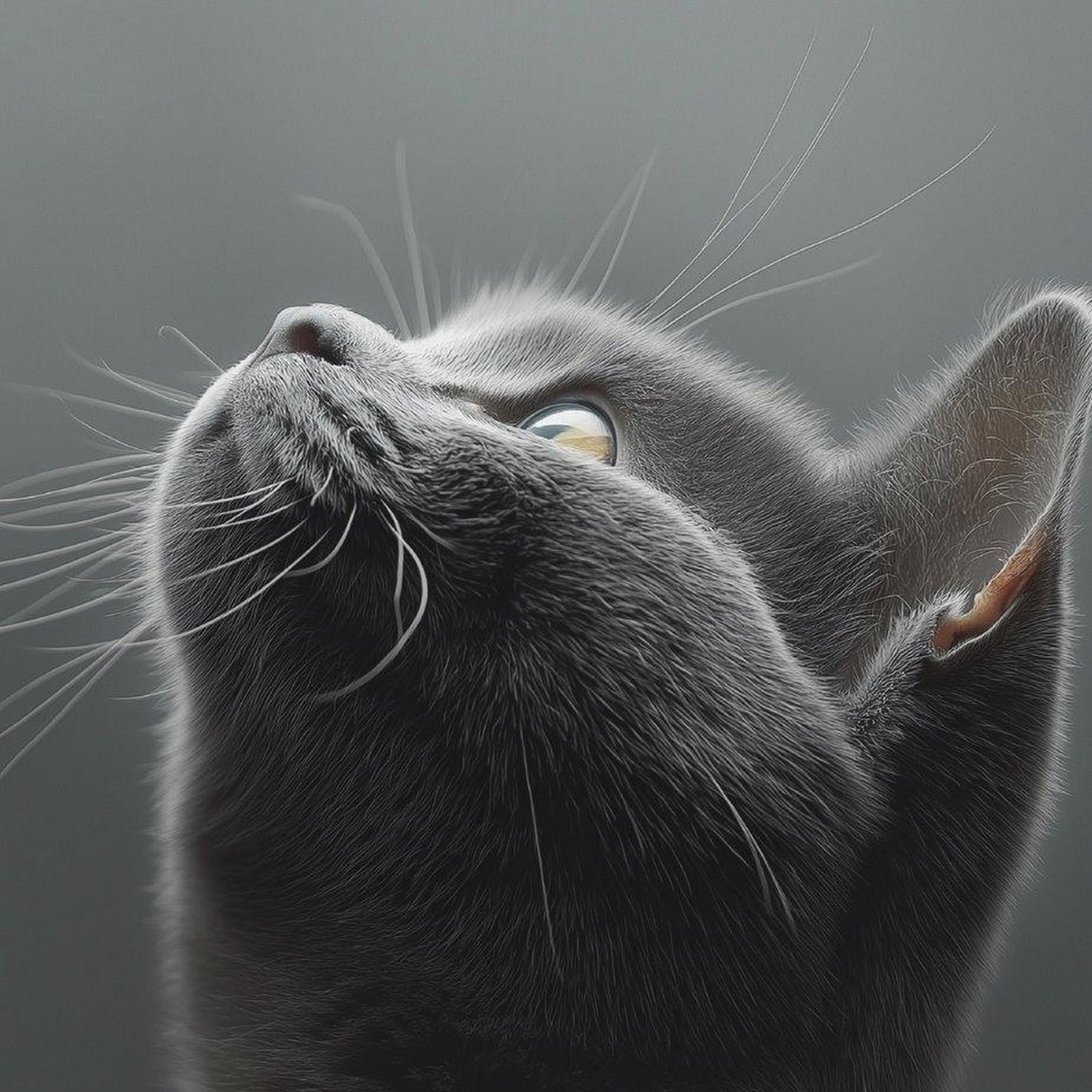 Download Curious Gray Cat Looking Up iPhone