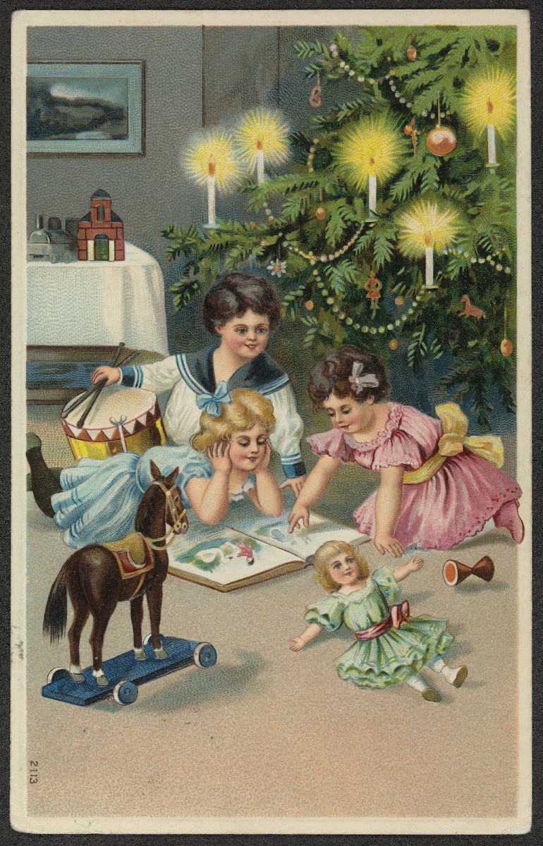 Christmas card with children playing