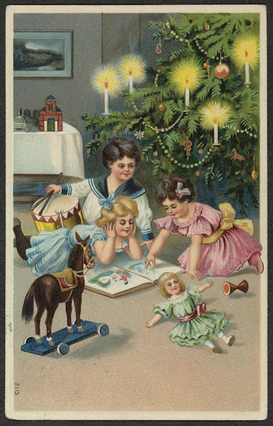 Christmas card with children playing