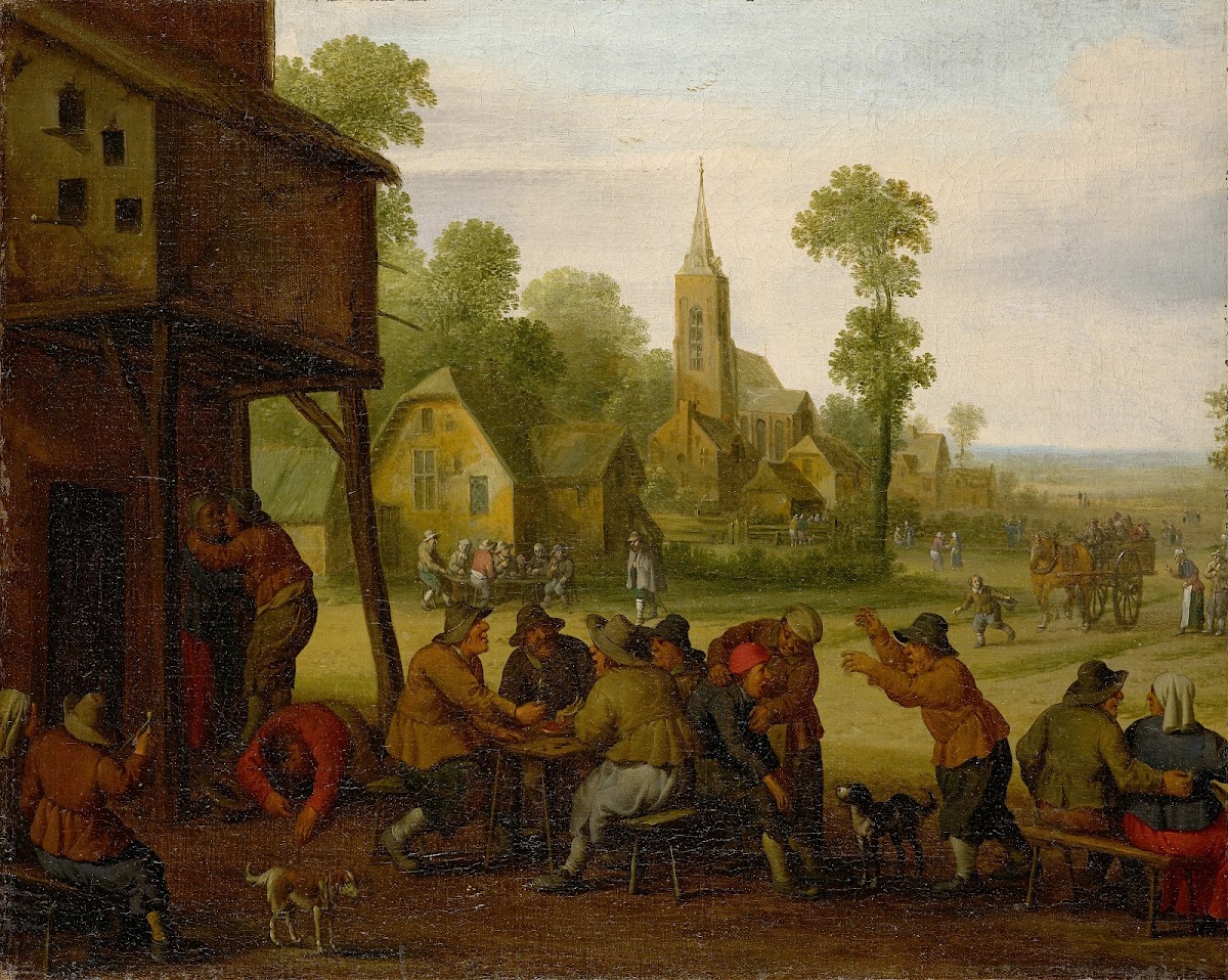 Farmers Carousing In Front Of An Inn Around 1650