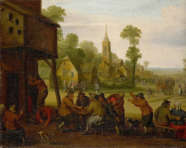 Farmers Carousing In Front Of An Inn Around 1650