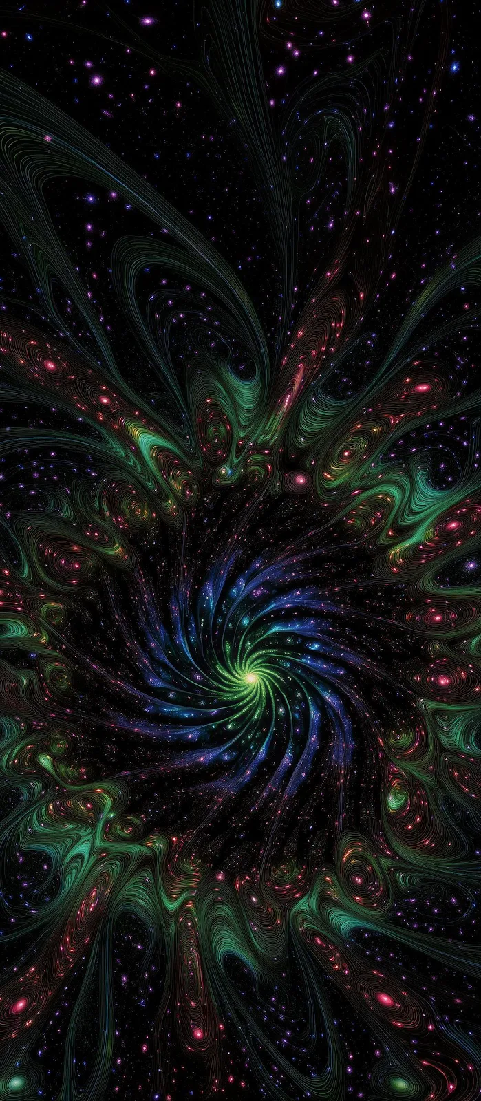 Swirling Cosmic Fractal Galaxy - Fractal Digital Art Full HD iPhone Wallpaper (1080x2472)
