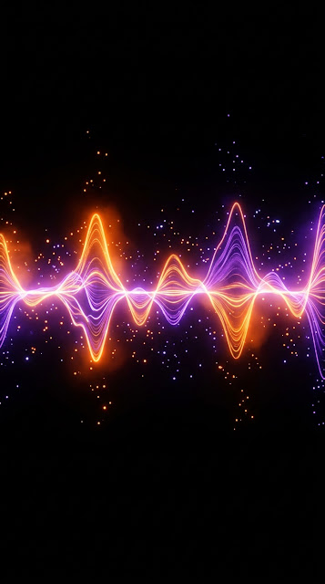 3D Neon Audio Waveform with Particle Dispersion - Free mobile Wallpaper
