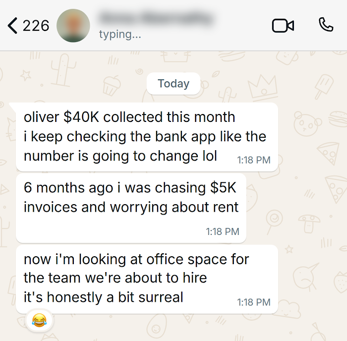 Client message on WhatsApp