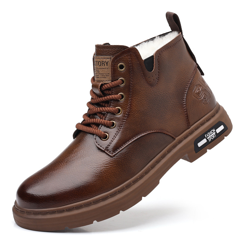 Herren-Winterstiefel, Leder, gefüttert, rutschfest, 6627