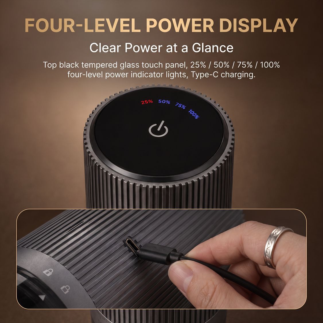 Portable electric coffee grinder with battery