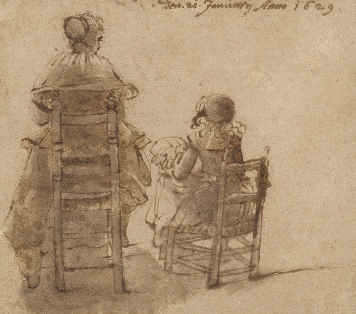 A Lady and a Child Making Lace 1629