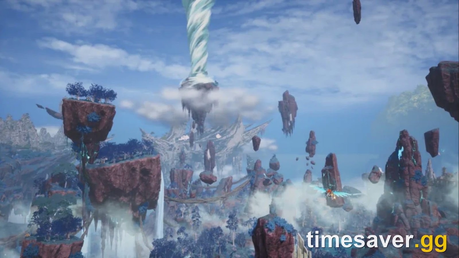 The Sunreach floating sky-islands, the region you clear before the Panthalus quest becomes available