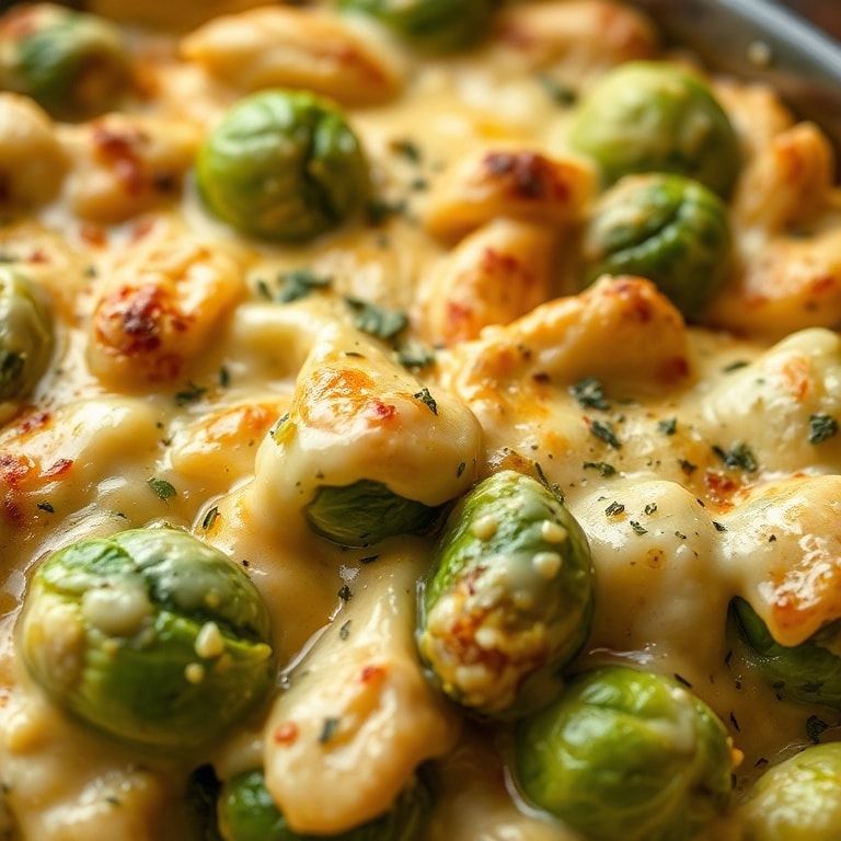 Creamy Brussels Sprouts Casserole with Cheese – Easy Cheesy Comfort Dish finished