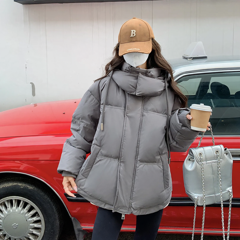 Insulated women's winter jacket with hood, plus size