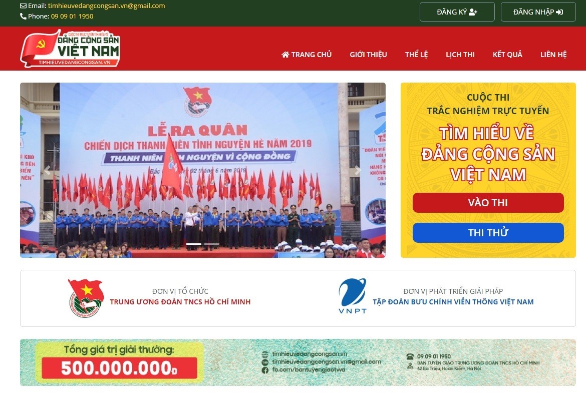 Giao diện thí sinh dự thi đăng nhập