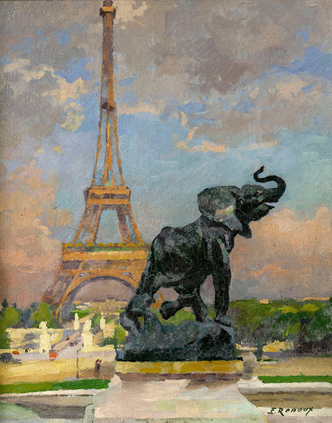 LEléphant pris au piège de Frémiet et la Tour Eiffel 1922