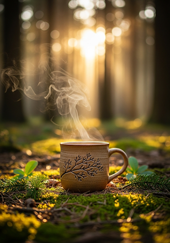 Cozy Steaming Forest Coffee
