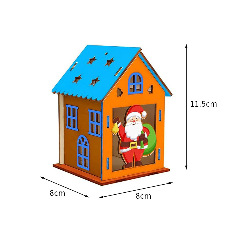 DIY Wooden House Kit, 8x8x11.5 cm, including painting set