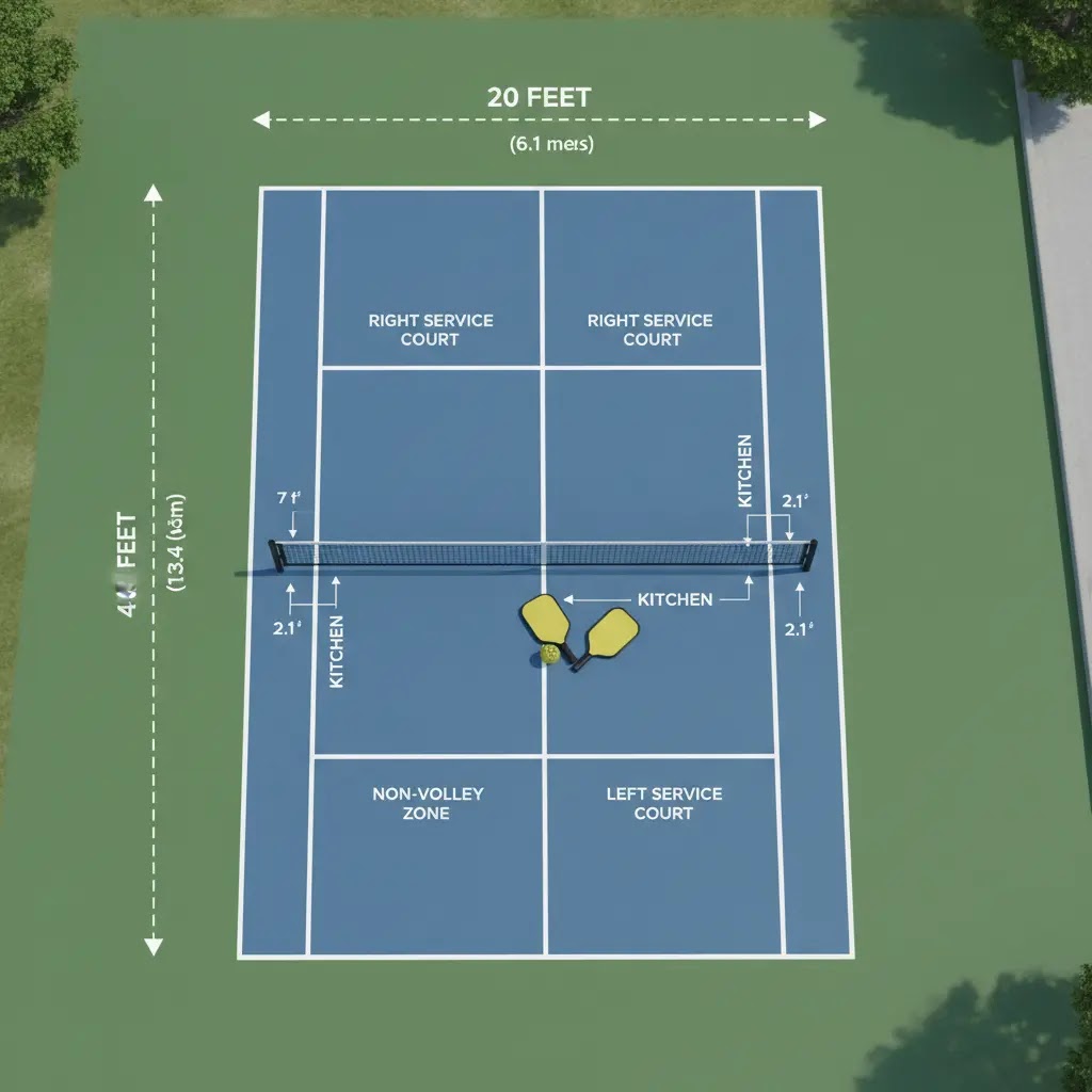 apa dimensi standar lapangan pickleball