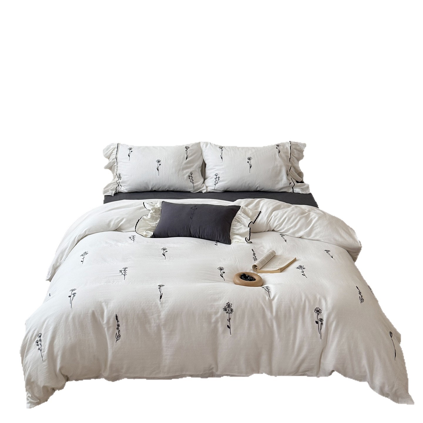Cotton Bedding Set, 4-piece, Crinkle Structure