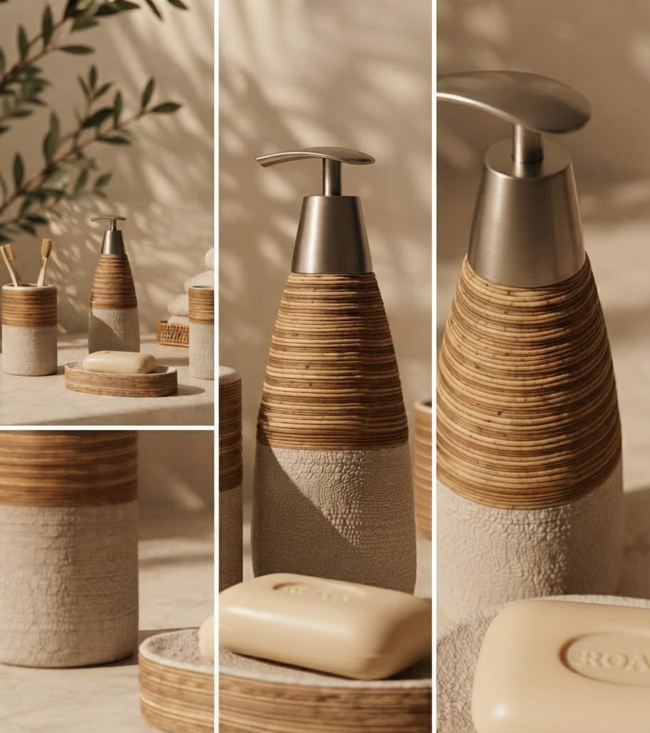 Tall Dark Bottle Soap Dispenser Set