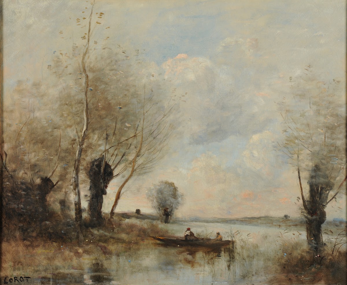 La pêche en barque auprès des saules ca 1870