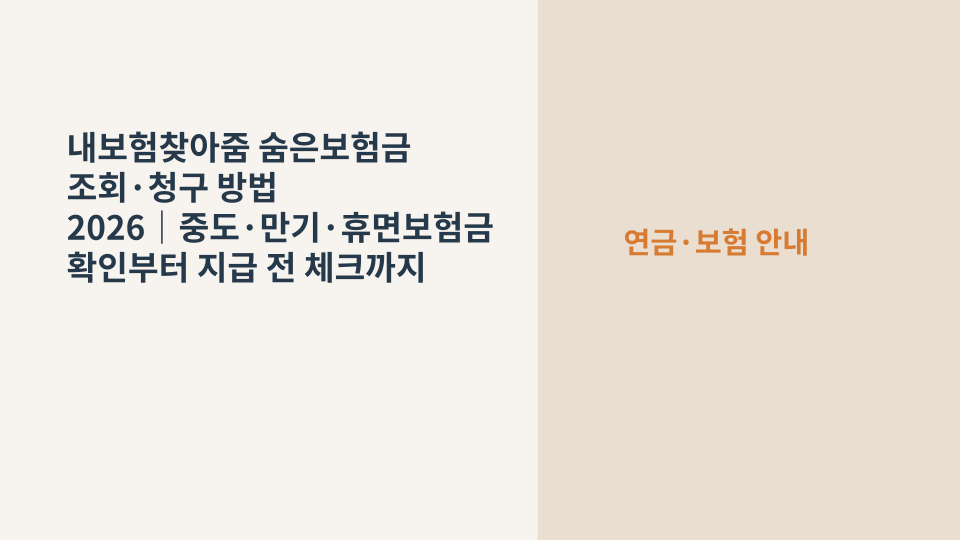 내보험찾아줌에서 숨은보험금과 보험 가입내역을 조회하는 방법을 설명하는 안내 이미지