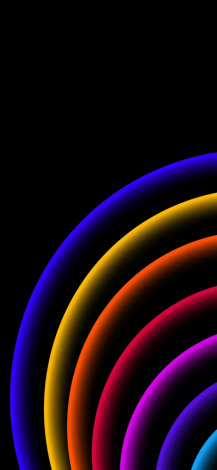 Colorful Abstract Arcs On Black - Digital Graphic Art 2K iPhone Wallpaper (2000x4328)