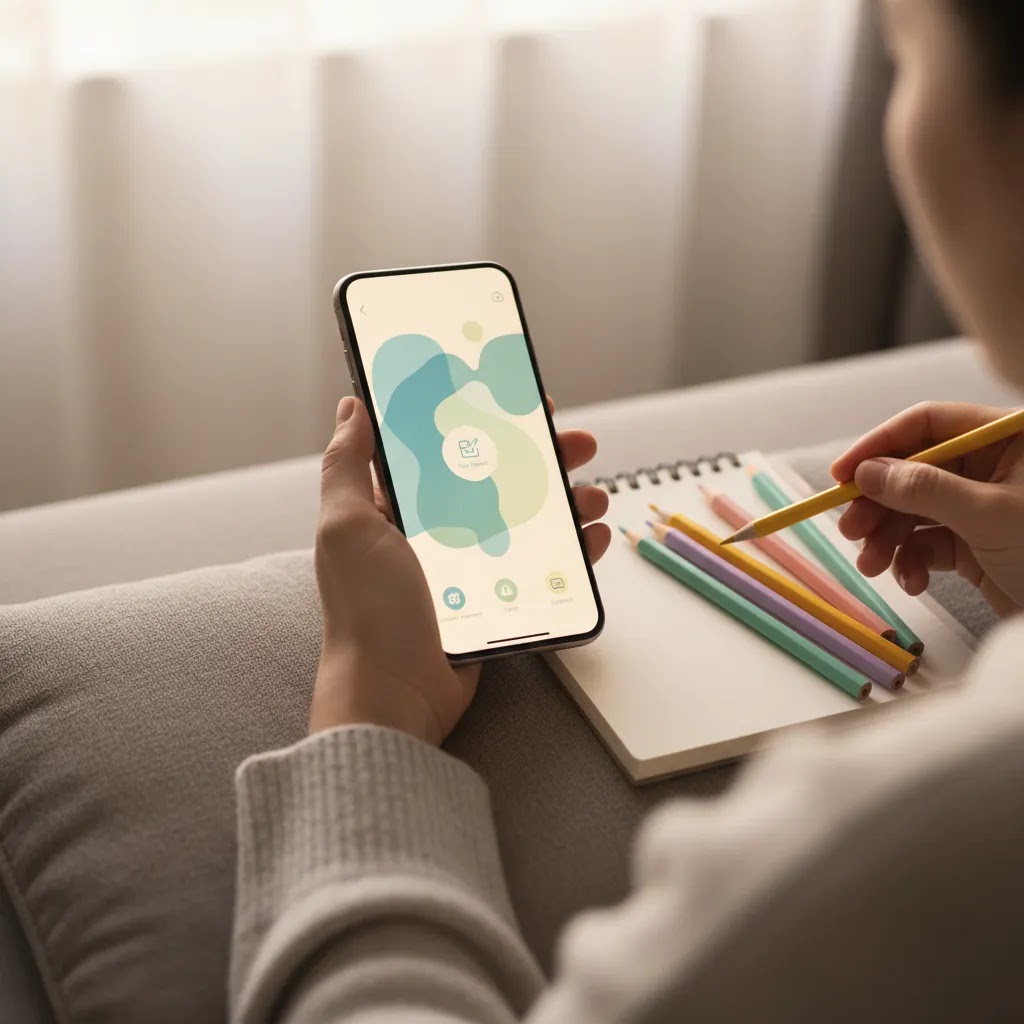 Art therapy Singapore Reddit access option with mobile art therapy app and simple creative tools at home