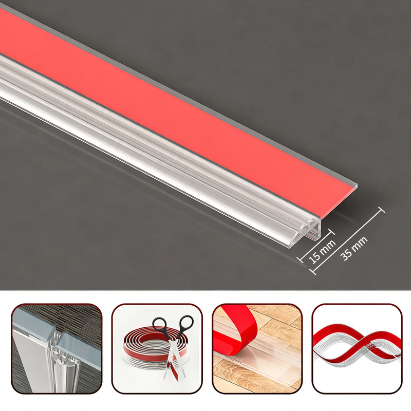 Sealing strip for glass doors, 3 m