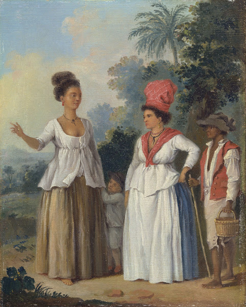 West Indian Women Of Color With A Child And Black Servant