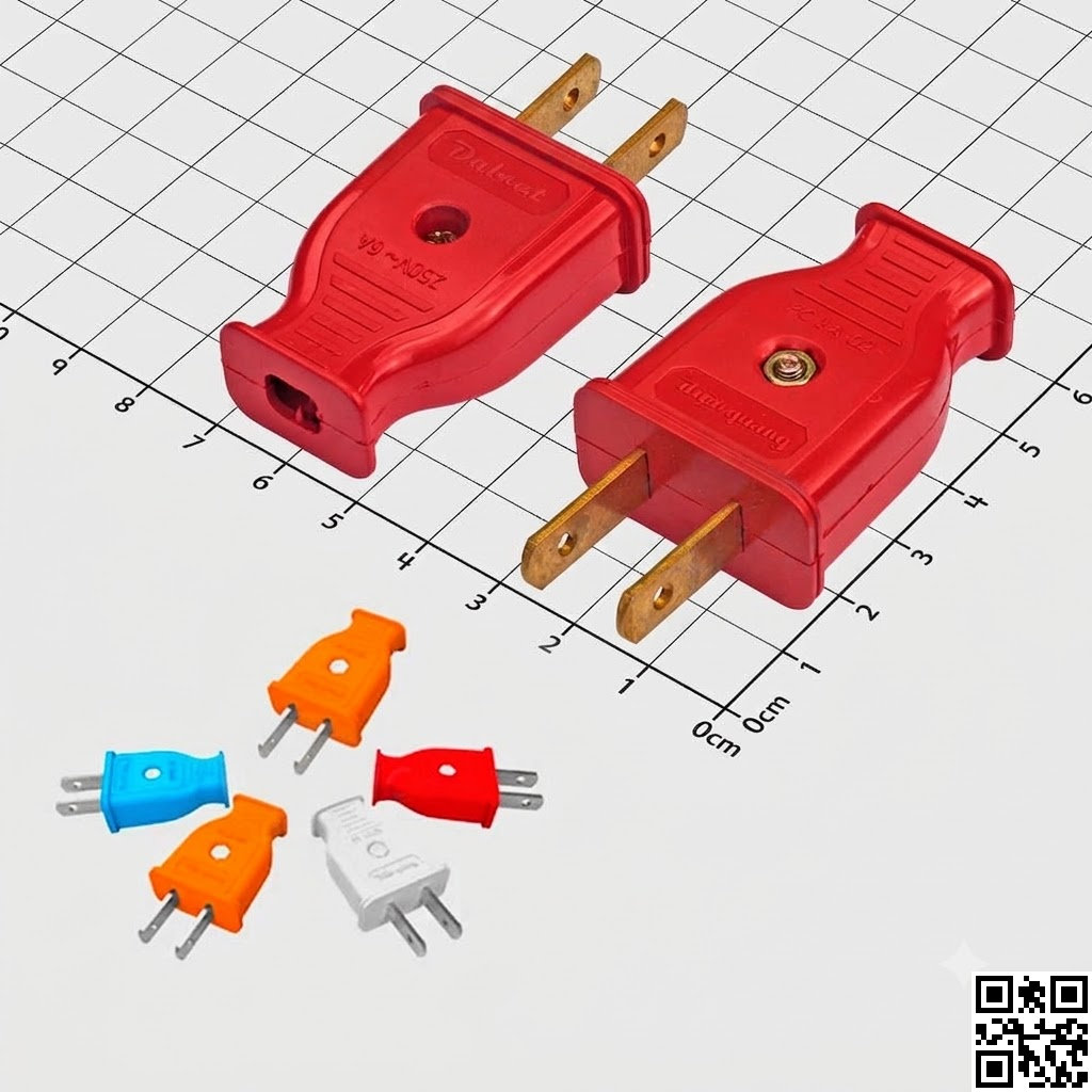 Phích Cắm Nguồn AC Đầu Đực Điện Quang 250VAC 6A Chân Dẹp